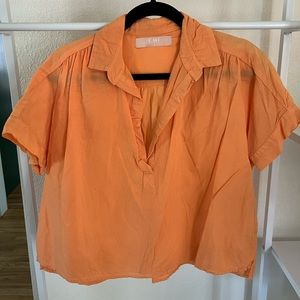 Cali by Cali Dreaming Short Sleeve Motley Top in Orange. Size S.